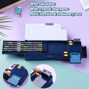 초등학생을 위한 계산기 문구 상자 창의적인 선물 소년용 양면 필통 다기능