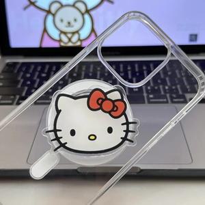 산리오 쿠로미 포차코 헬로키티 맥세이프 마그네틱 폰 그립 톡 스탠드 아이폰용 접이식 무선 충전 케이스