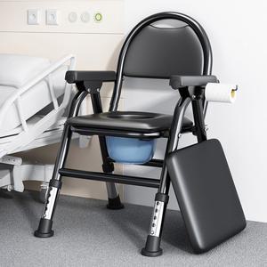 이동식 환자용 변기 의자 접이식 바퀴 소변통 노인변기 안전손잡이 라운드 높이조절 카키