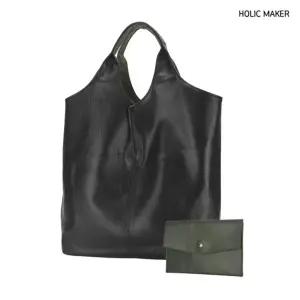 홀릭메이커 보부상 파우치포함 리버시블 가방 HRJB001가죽숄더백 레더백 레더빅 호보백 투웨이 숄더백