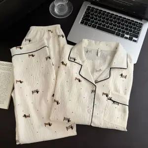 닥스훈트 잠옷 긴팔 여성 투피스 파자마세트 홈웨어 봄파 얇은 여자얇은 카라 파자마