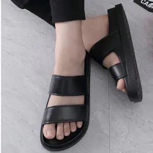 남녀공용 두줄 스트랩 발편한 슬리퍼 낮은굽 직장인 슬리퍼 여성슬리퍼