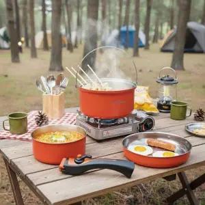 스텐레스 3중 구조 캠핑용 조리도구 세라믹 코팅 냄비 프라이팬