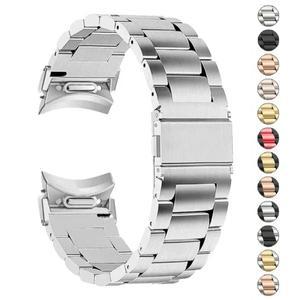 갤럭시 워치 6 클래식 43 47mm, 5 4 44 프로 45mm용 틈새 없는 퀵핏 스테인리스 스틸 스트랩 팔찌