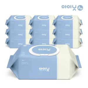 아이닛 고평량 75g 위시블루 77매 10팩 캡형 엠보 아기물티슈