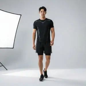 남성 실내 수영복 반팔 래쉬가드 수영 팬츠 상하의 구성