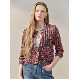 [하프클럽/]쥬얼 스톤 믹스 트위드 니트 가디건