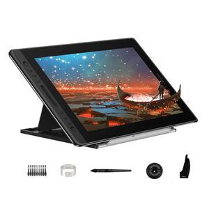화면이 있는 HUION KAMVAS Pro 16 드로잉 태블릿, 15.6인치 펜 디스플레이 안티 글레어 글래스 6 바로가기 키 조절 가능 스탠드, 그리기, 쓰기, 디자인, Windows, Mac 및 Linux와 함께 작동하는 그래픽 태블릿