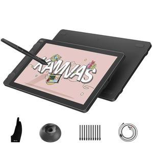화면이 있는 HUION 캄바스 13 (3세대) 드로잉 태블릿, 13.3인치 풀 라미네이팅 아트 안티 스파크 캔버스 유리, 99% sRGB, 펜테크 4.0, 16384 펜 압력, 디지털 아트용 듀얼 다이얼, 블랙