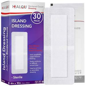 힐큐 경계 거즈 아일랜드 드레싱 - 방수 부직포 뒷면이 있는 멸균 개별 포장 패드(4
