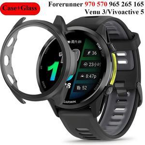 가민 베뉴 3/비보액티브 5용 PC 케이스+유리, 가민 포러너 970 570 965 265 165용 전면 보호 케이스