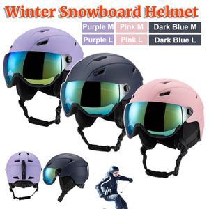고글 장착 스키 헬멧, 안전 스노우 조정  핏 안경, 김서림 방지 스케이트보드 여성용