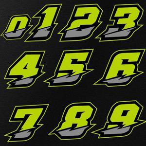 2PCS 오토바이 레이싱 아라비아 숫자 스티커 DIY 개조 반사 무지개 번호 헬멧 자동차 스타일링 3D 데칼