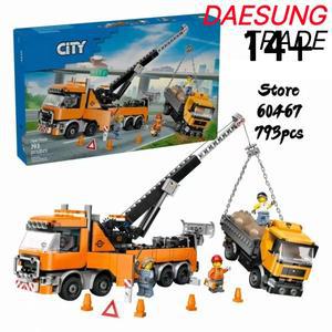 2025년 신제품 moc 60467 시티 시리즈 중형 타워 크레인 트럭 모델 블록 세트, 크리스마스 및 할로윈 선물