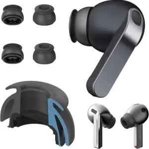 갤럭시 버즈3 프로/갤럭시 버즈4 프로용 프리미엄 멀티 플랜지 이어팁(블랙 엑스 스몰) - 항상 잘 맞고