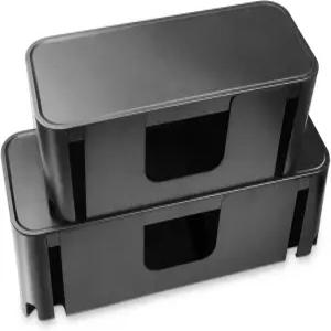 코드 정리함 전원 스트립용 케이블 하이더 서지 보호기 연장 및 와이어 관리 관리함(2PCS/대형 중형/블랙)