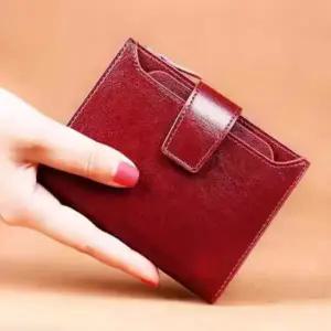 여성 지갑 휴대용 단지갑 심플 여성 소가죽 지갑 동전 포켓형 콤팩트 지퍼형 내부 수납 슬림 얇은 카드