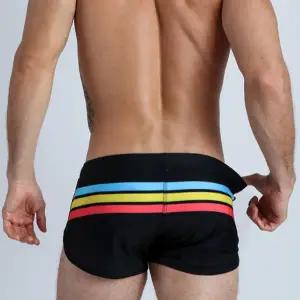 남자수영복 라인 사각 스판 남성수영복 수영 스트라이프 스윔웨어 반바지 나일론 트렁크 웨어 휴가 해변