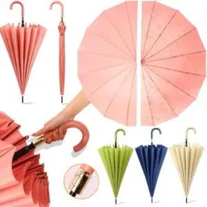 [JED] J형 버튼 우산 시크릿플라워 반자동 벚꽃 손잡이 장우산 105cm 대형