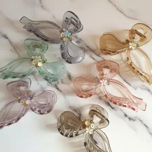 [아트박스]/신상오픈런 여성용 로맨틱 리본 큐빅 헤어 집게핀