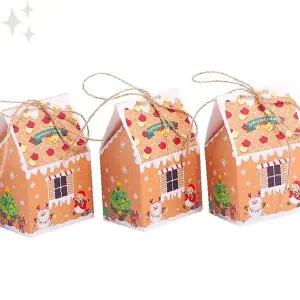 크리스마스 테마 선물 포장 봉투 단체 답례품 간식 담기 손잡이 달린 유치원