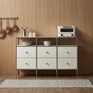 하우위즈 플로이 1200 6칸 미드센츄리 높은 거실장 수납 서랍장