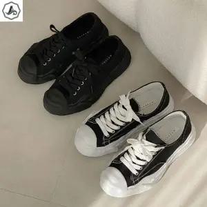 [애슬릿] 키높이 스니커즈 레이스업 캔버스 어글리 단화 3cm