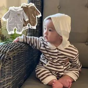 브라운 스트라이프 아동긴팔후드우주복 205219 우주복