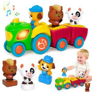 동물 농장 몬테소리 위한 24개월 세트 포함된 장난감 3마리가 3세 장난감 선물 크리스마스 뮤지컬 소녀를 소년 학습 18 트랙터 12