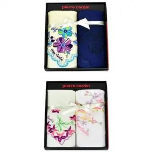 (옵션 43cmX43cm 유색2매입)등산용손수건 여성손수건 피에르가르뎅 2매입 여성손수건세트 여성자수손수건