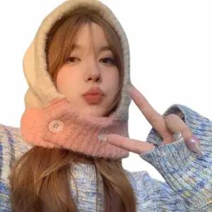 바라클라바 버튼 여성바라클라바 여성니트넥워머 여성니트모자 여자털모자 부클 여성털모자