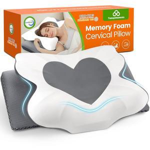 수면을 위한 고요한 순간 경추 목 베개, 지지를 메모리 폼 완화를 인체공학적 옆구리 위 수면자를 윤곽 침대 회색, 퀸 사이즈