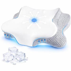 경추 목 베개 - 수면을 위한 메모리 폼 베개, 측복부 수면자를 인체공학적 지지대 윤곽 정형외과용 커버 회색