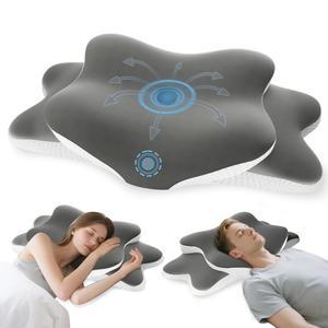 목과 어깨 완화를 위한 경추 목 베개, 메모리 폼 인체공학적 윤곽 측면 침목 베개 커버가 있는 배 수면자를 소프트 쿨링