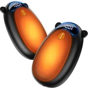 타이오판 전기 손난로 충전식 귀여운 곰돌이 디자인 LED 디스플레이 4가지 설정 빠른 난방 휴대용 포켓