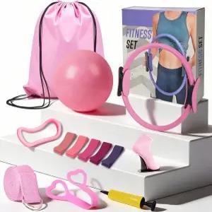 여성용 Uluck 13 PCS 필라테스 키트 홈 운동용 장비 링 및 볼 세트 운동 헬스장 스튜디오 여행용 스타터
