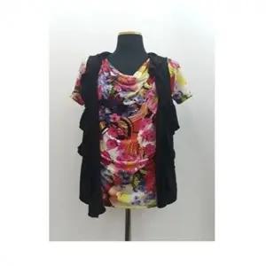 페이크 주룸 S1044 앞 플라워 티 라운드 반팔 조끼