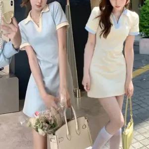 배색카라 꾸안꾸 미니원피스 여름 데일리 2컬러 반팔