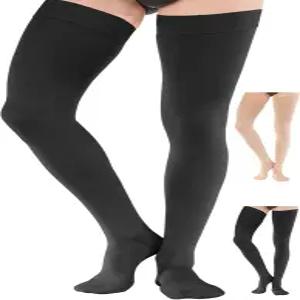 남성 불투명 허벅지 고압착 스타킹 20-30mmHg - 무릎 위 압박 양말 순환 부종 관절염 를 위한 등급 지원