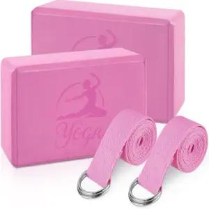 RETON 요가 블록 세트 고밀도 스트랩 2개 경량 폼 브릭 필라테스 자세 조정 및 움직임 보조를 위한 엠보싱