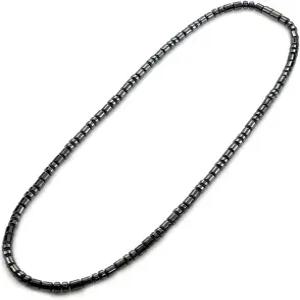 액센트 킹덤 남성용 마그네틱 헤마이트 테라피 및 힐링 스톤과 작은 드럼 비드 목걸이