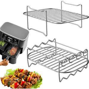 304 스테인리스 스틸 에어프라이어 그릴 수직 토스트 스탠드 탈수기 요리용 BBQ 꼬치 홀더