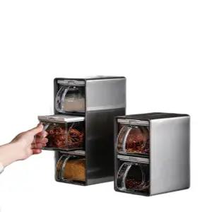 양념통 조미료 정리함 카페 통 벽걸이형 2칸 세트 테이블 파우더