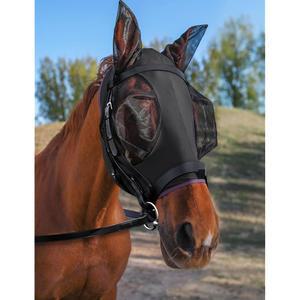 귀가 달린 해크폰드 말 파리 마스크, 신축성, 자외선 가벼운 위한 차단, 편안한 메쉬 착용감 큰 착용감, 말을 풀 사이즈 블랙 커버로 통기성
