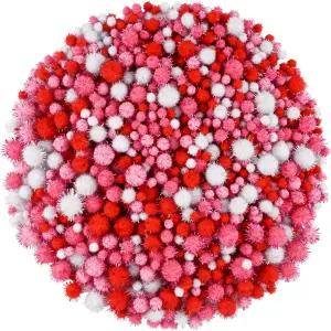 Qumenan 1200 4 사이즈 발렌타인 모듬 글리터 폼 볼 공예품 DIY 취미 결혼 용품 데이 파티 장식 (레드 핑크