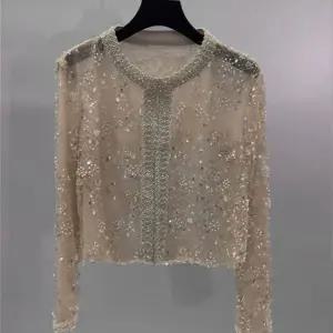 스팽글가디건 여성 긴팔 반짝이 린넨 니트 사진 색상 s