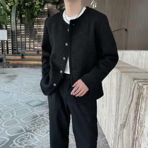 남성 가을 겨울 트위드자켓 라운드 체크 블