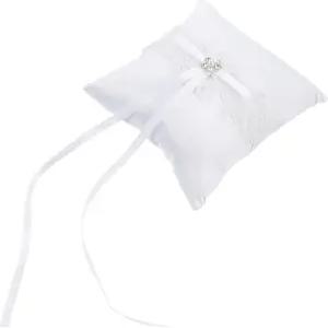 메리해피 레이스 링 베개 독특한 결혼 선물 신부 쿠션 보우 리본 반지 베어러용