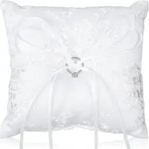 시바 링 베어러 베개 보리 자수가 있는 웨딩 및 결혼식 파티 제안 선물 5.9 x 5.9인치