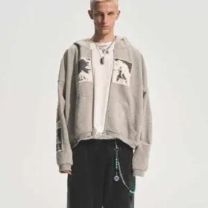 bastard 후드집업 패치 펑크 스웨트 프린트